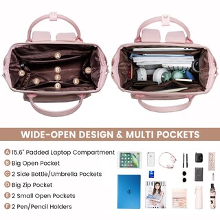 Foto 3 | Mochila Lovevook Rosa para Laptop de 15.6"-Venta Internacional