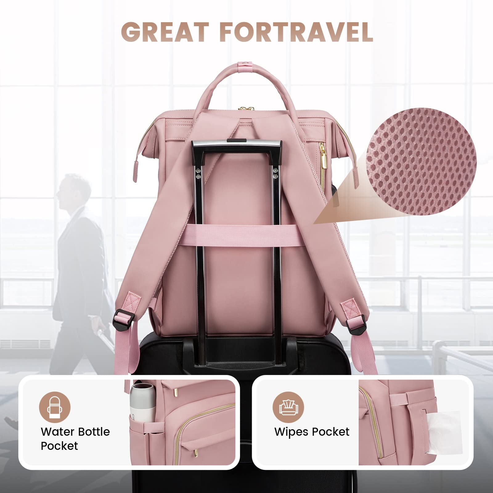 Foto 7 pulgar | Mochila Lovevook Rosa para Laptop de 15.6"-Venta Internacional