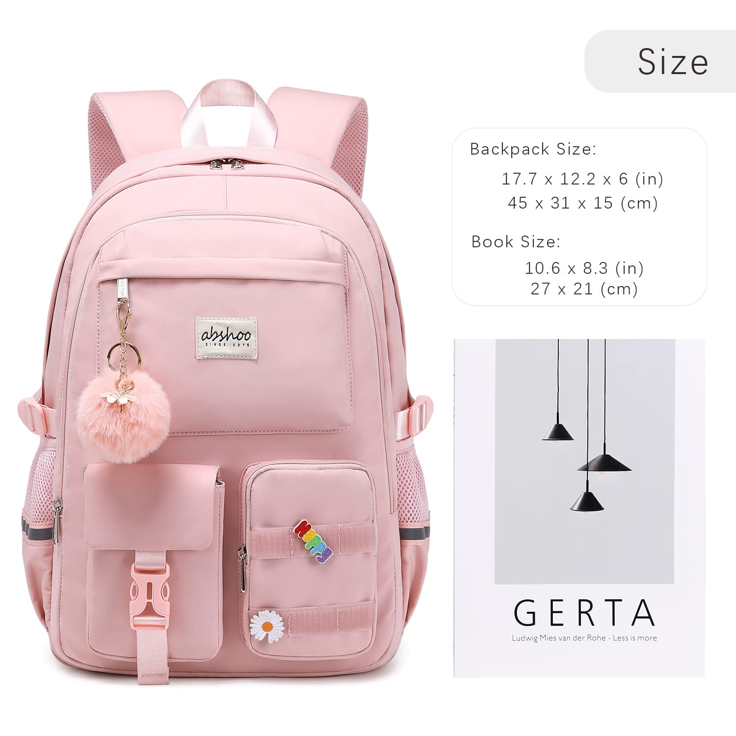 Foto 6 pulgar | Mochila Abshoo Big Student Rosa - Venta Internacional