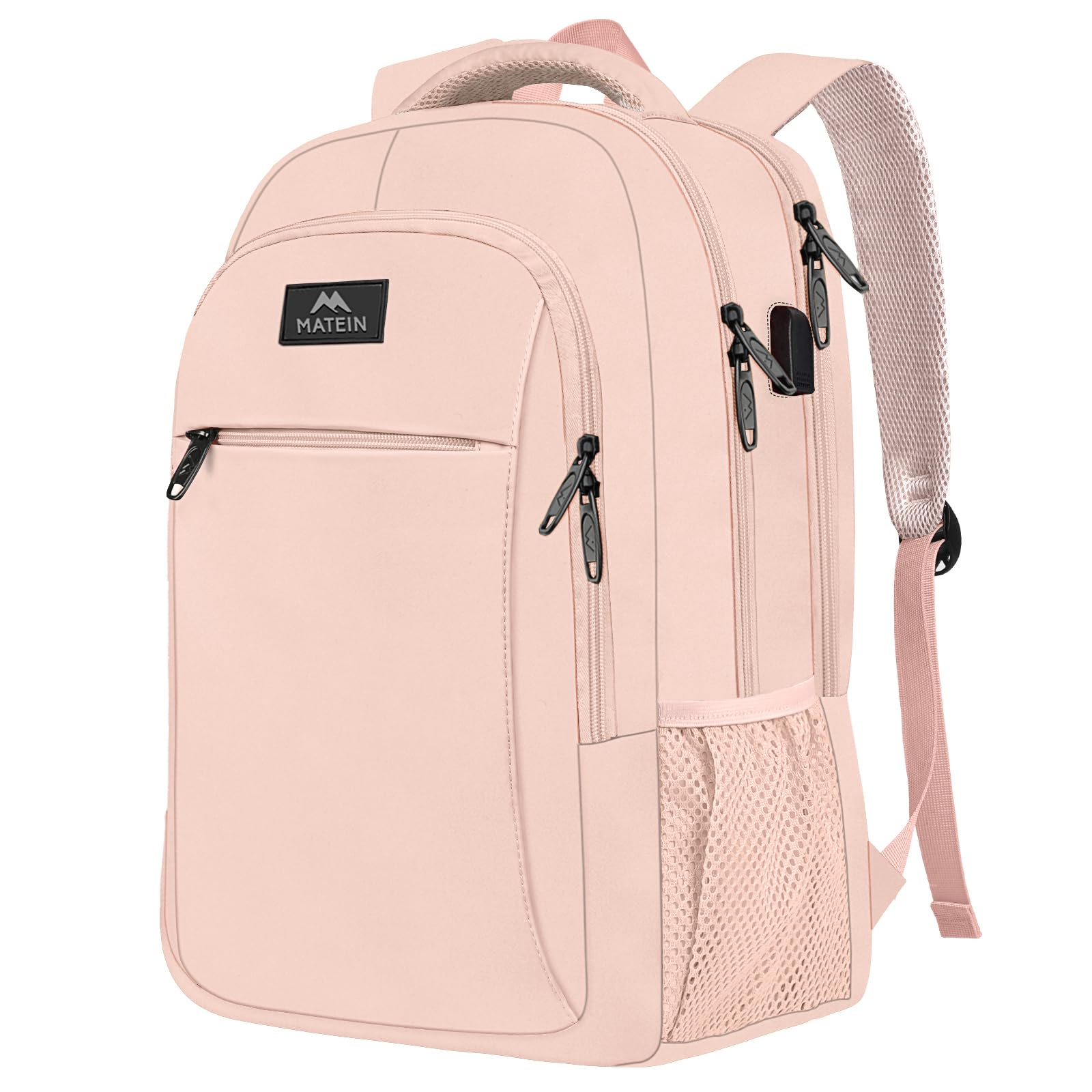Foto 2 pulgar | Mochila Matein para Laptop de 15.6 Pulgadas con Puerto USB Rosa - Venta Internacional