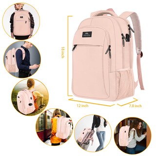 Foto 6 | Mochila Matein para Laptop de 15.6 Pulgadas con Puerto USB Rosa - Venta Internacional