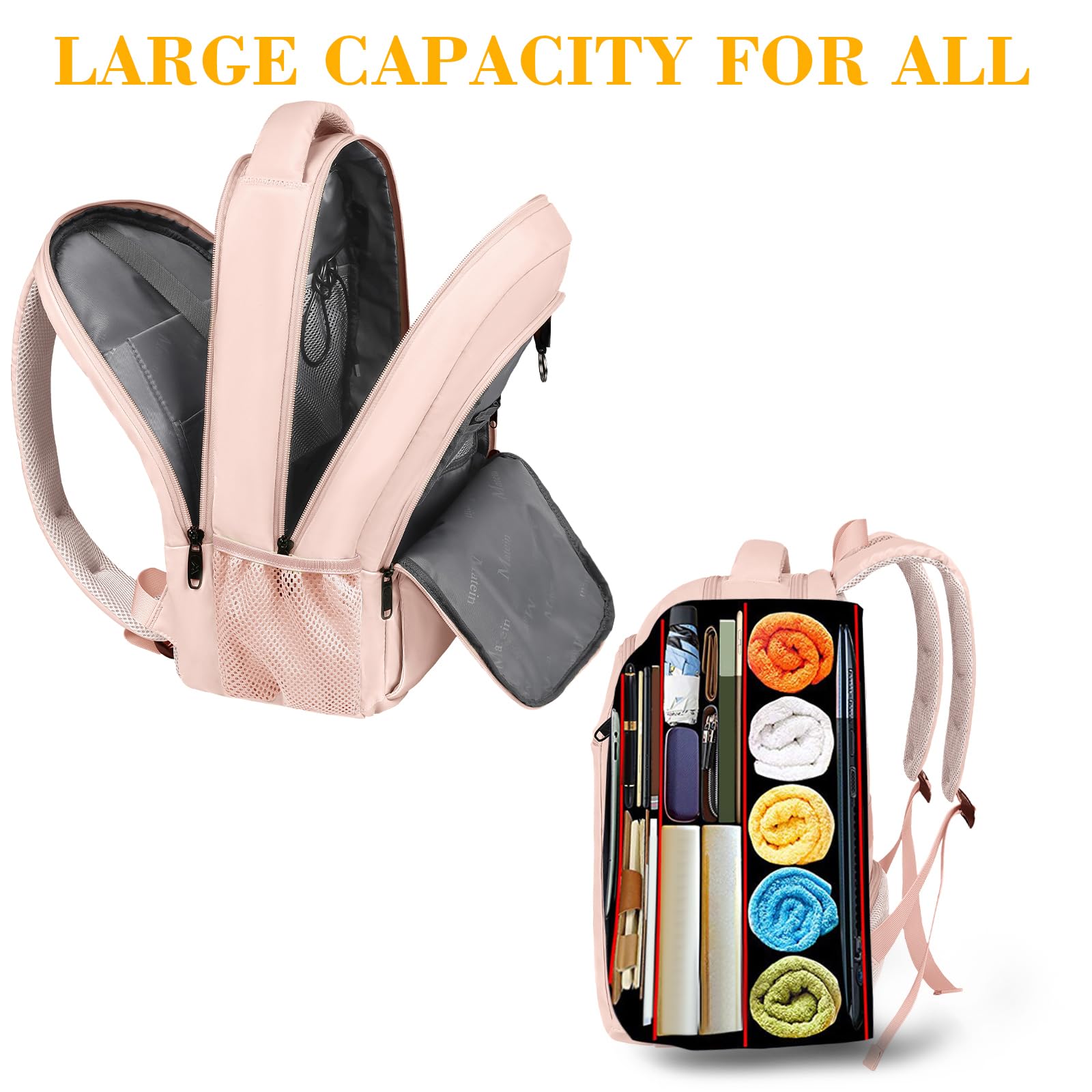 Foto 8 pulgar | Mochila Matein para Laptop de 15.6 Pulgadas con Puerto USB Rosa - Venta Internacional