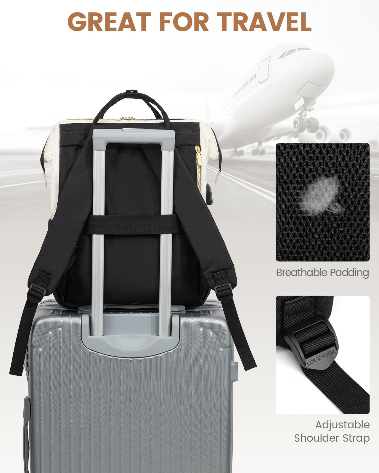 Foto 7 | Mochila Lovevook Beige para Laptop de 15.6"-Venta Internacional