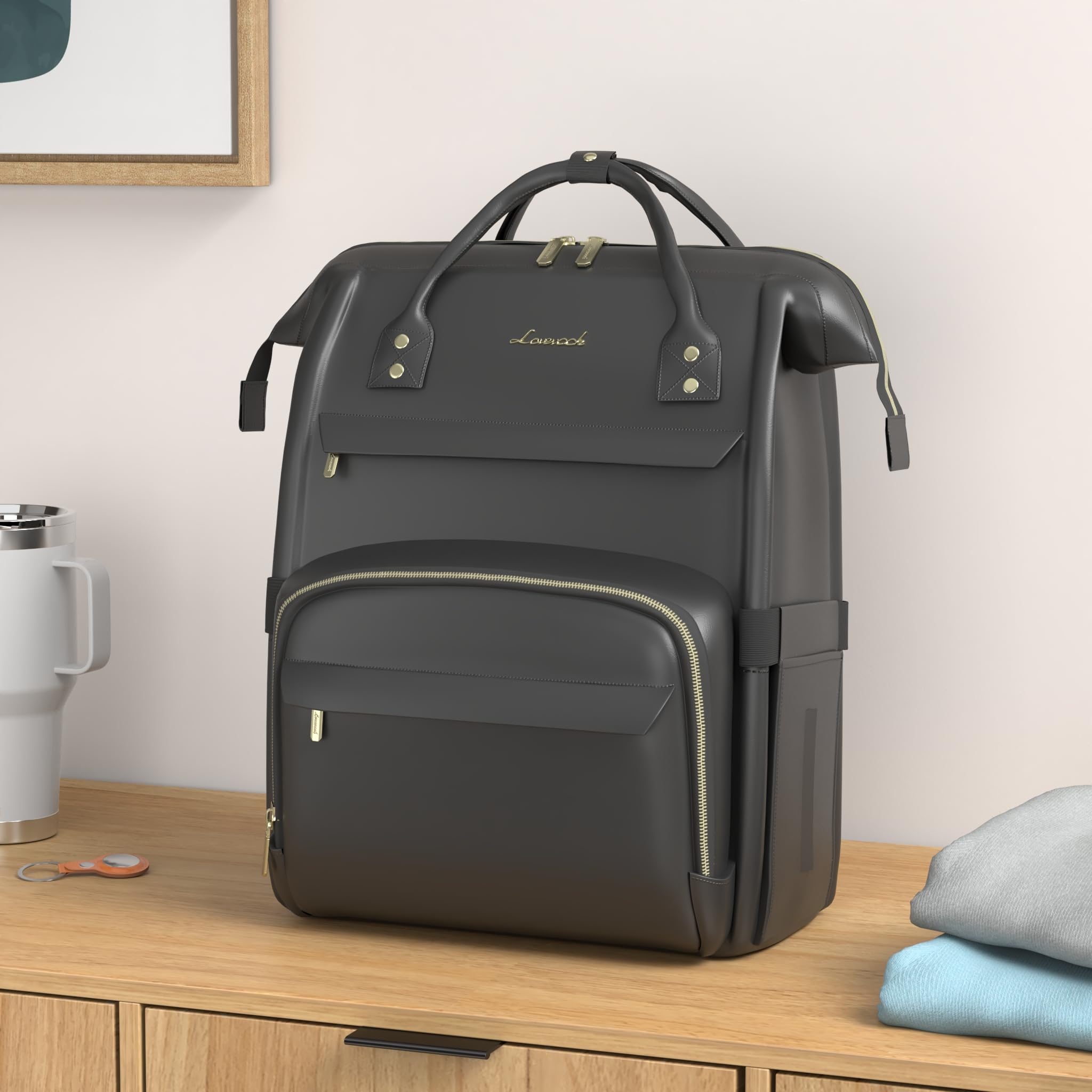 Foto 3 pulgar | Mochila para Portátil Lovevook de Piel Negra - Venta Internacional