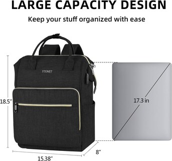 Foto 6 | Mochila Ytonet para Laptop 17,3'' Negro - Venta Internacional