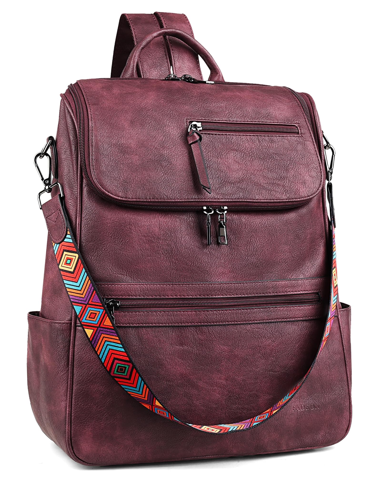 Foto 2 pulgar | Mochila para Portátil Fadeon Leather Travel Red para Mujer- Venta Internacional