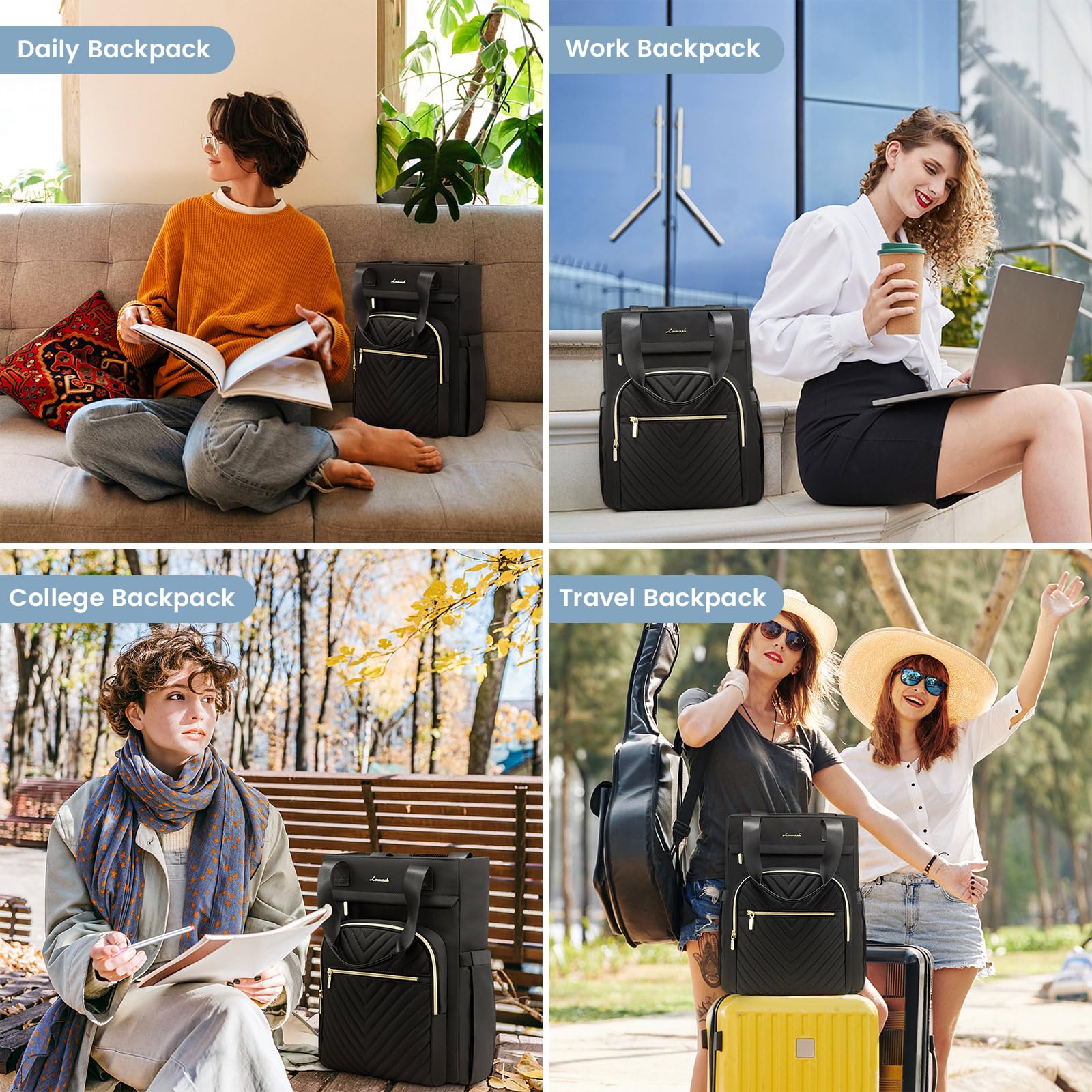 Foto 6 pulgar | Mochila para Portátil Lovevook Impermeable Negra - Venta Internacional