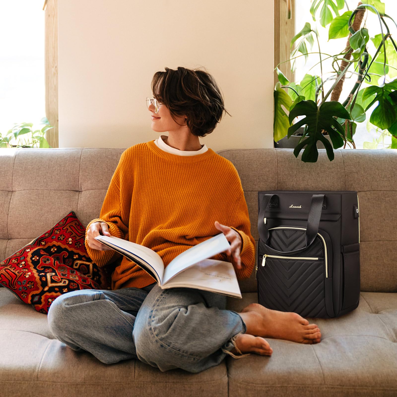 Foto 6 | Mochila para Portátil Lovevook Impermeable Negra - Venta Internacional