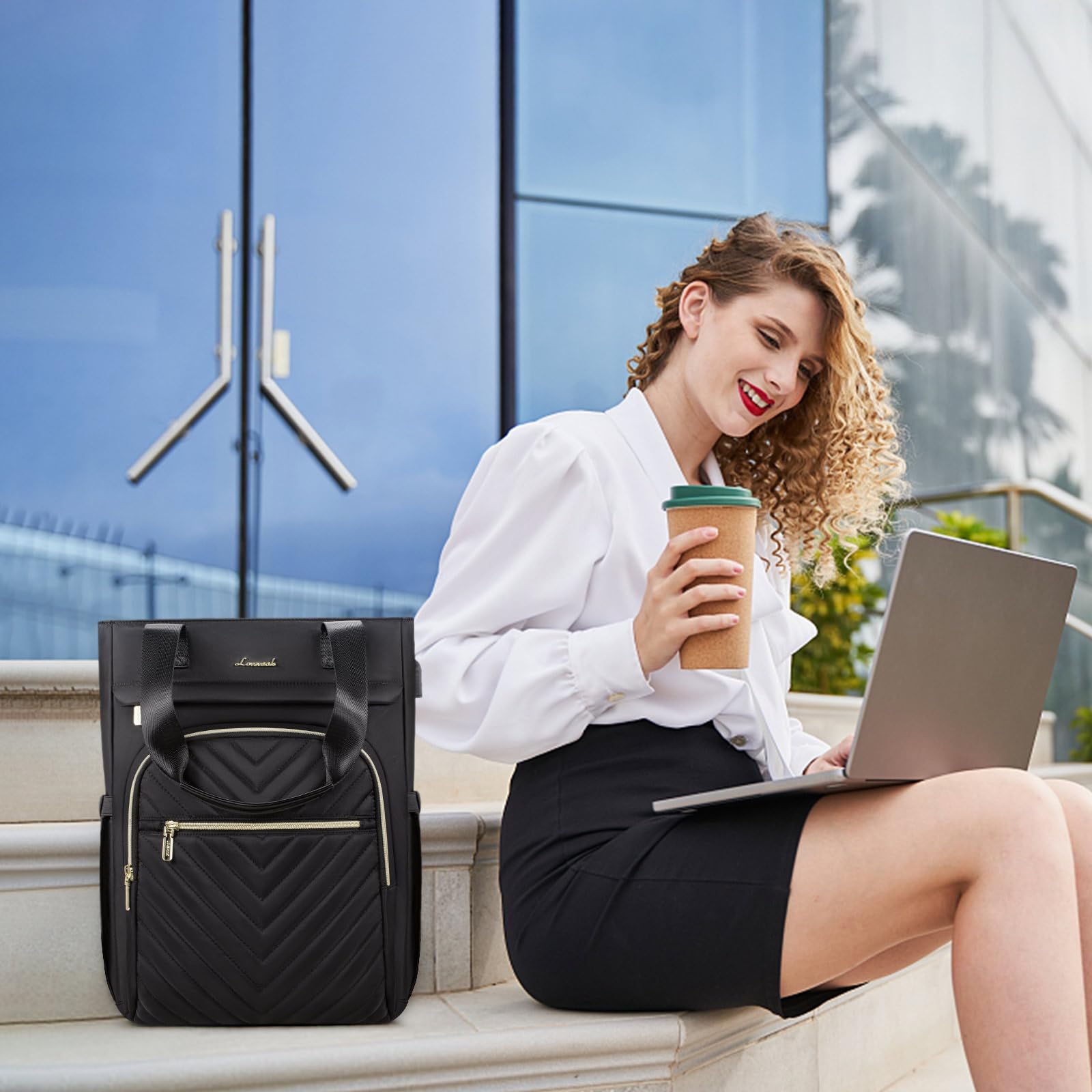 Foto 7 | Mochila para Portátil Lovevook Impermeable Negra - Venta Internacional
