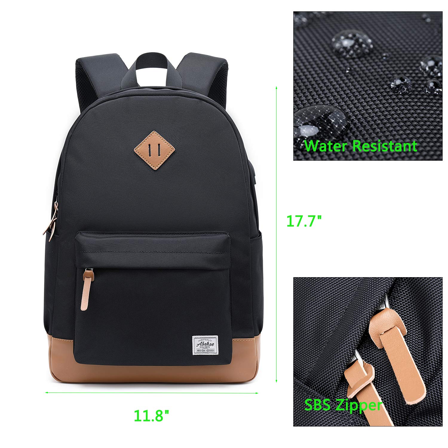 Foto 3 pulgar | Mochila Abshoo Classical Basic Negra - Venta Internacional