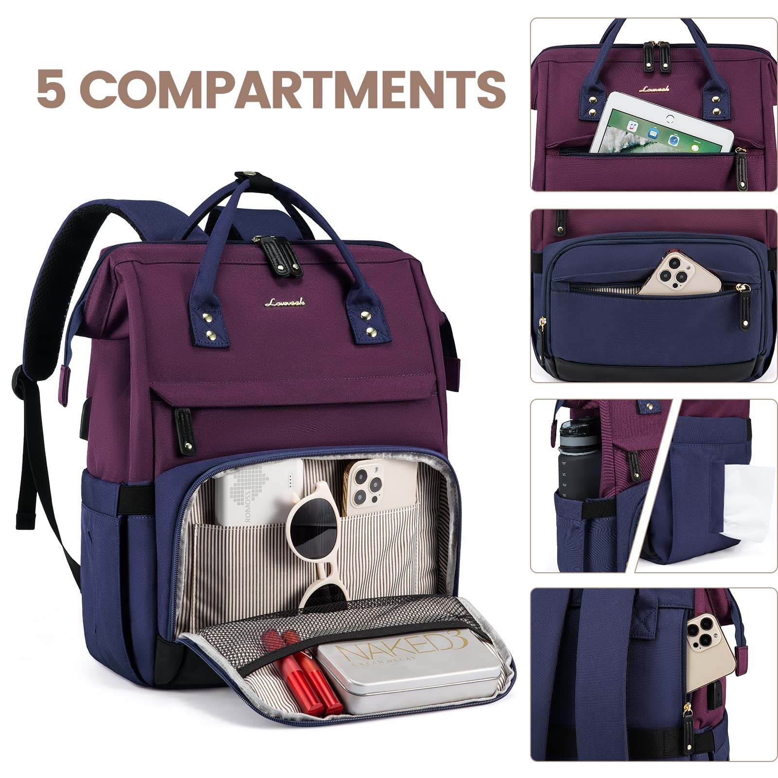 Foto 3 | Mochila Lovevook para Laptop de 15.6"-Venta Internacional
