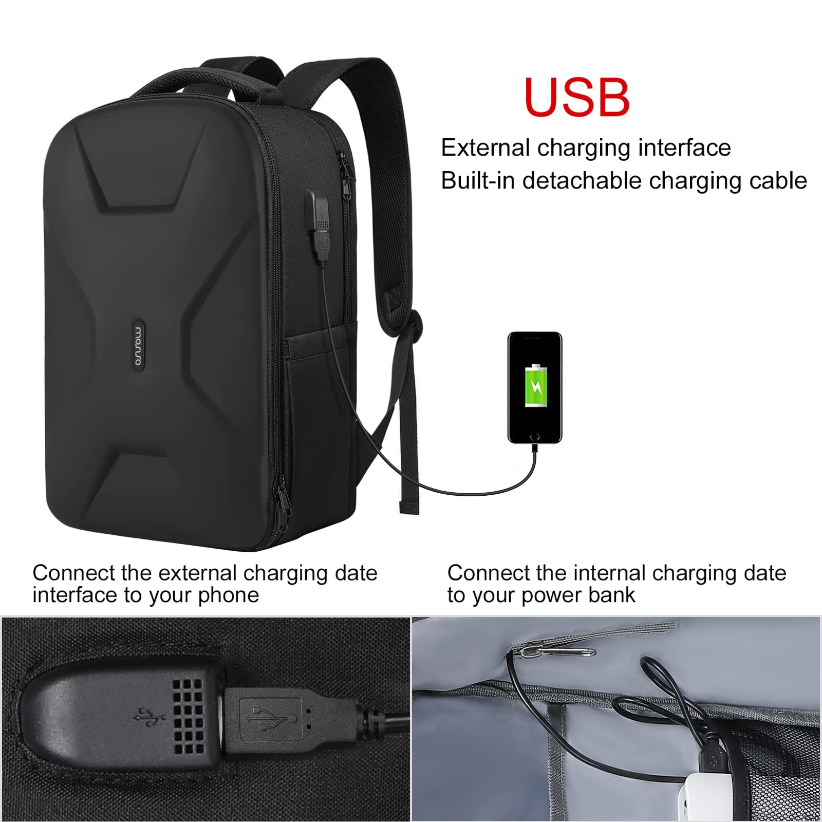 Foto 3 pulgar | Mochila para Portátil Mosiso 15.6-16 Pulgadas 3.5 L Impermeable Negra - Venta Internacional