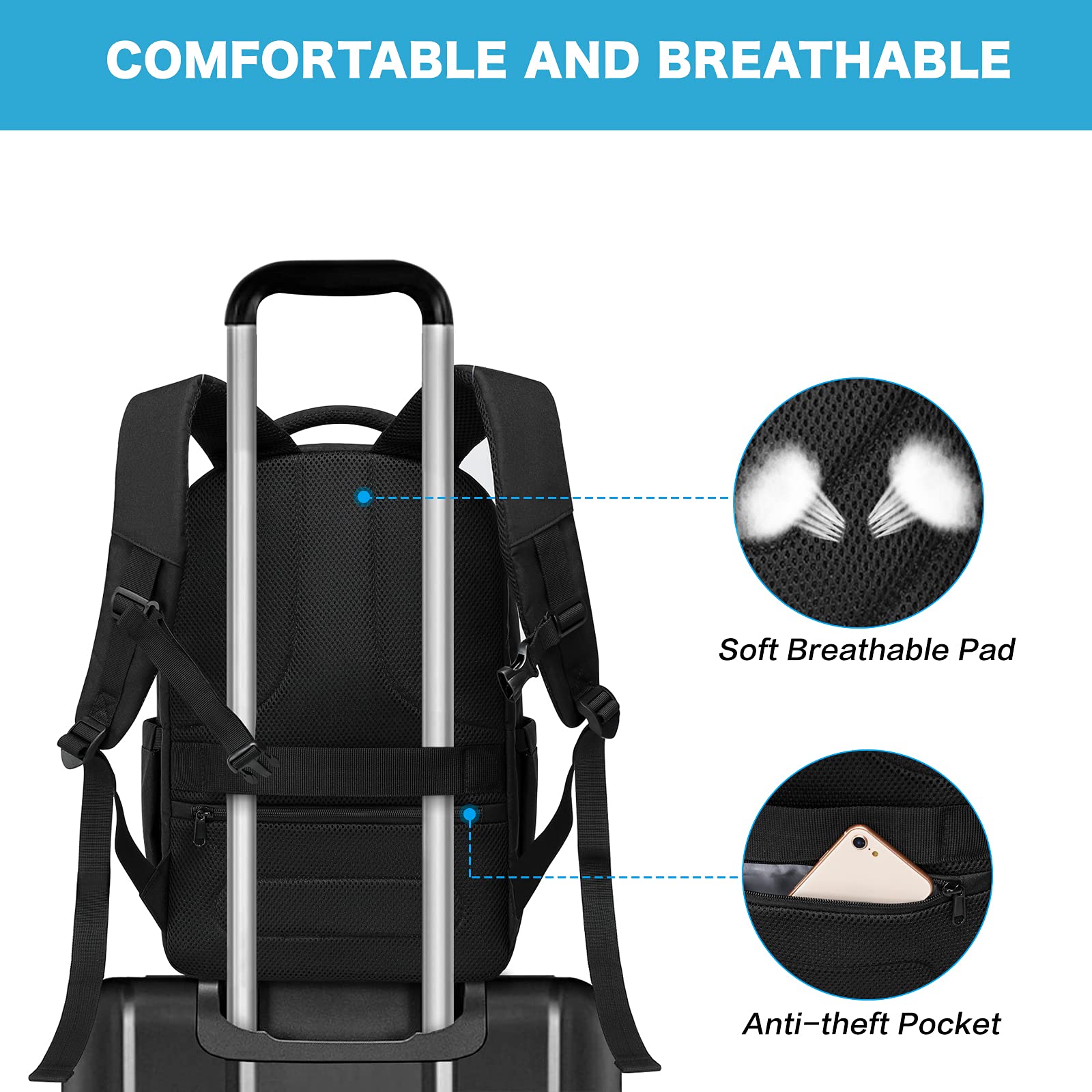 Foto 6 pulgar | Mochila para Portátil Mosiso 15.6-16 Pulgadas 3.5 L Impermeable Negra - Venta Internacional