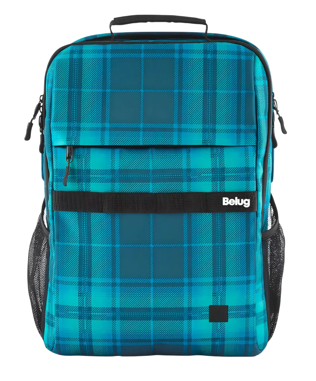 Mochila Belug Campus Xl 16,1 Para Laptop Diseño De La Tela Liso Azul Cuadros
