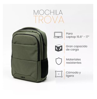 Foto 3 | Mochila Para Laptop 15.6 - 17 Amplia Y Resistente, Verde