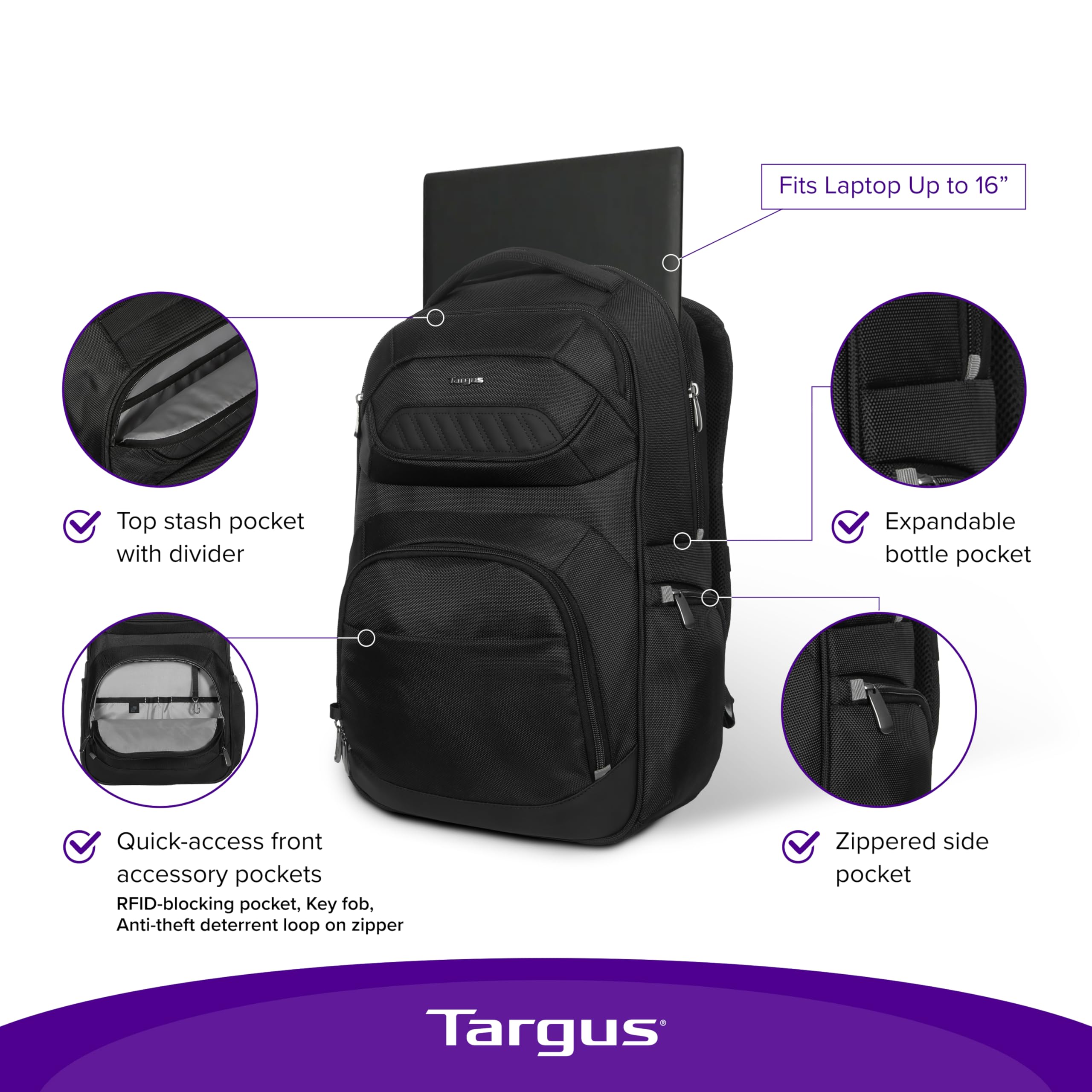 Foto 6 pulgar | Mochila Targus Legend Iq para Laptop 16 Pulgadas Negro - Venta Internacional