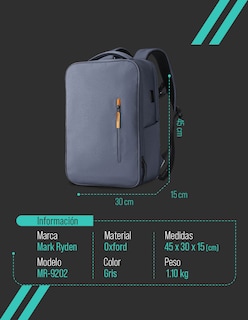 Foto 5 | Mochila de Viaje Mark Ryden MR9202 Repelente al Agua