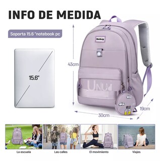 Foto 2 | Mochila Escolar De Viaje Bolsa Juvenil De Moda Para Laptop, Belug Color Violeta