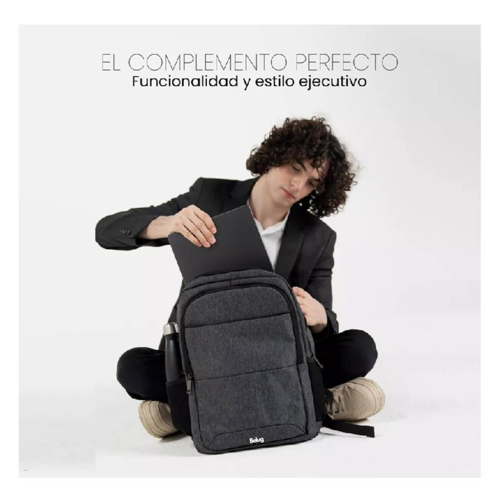 Foto 5 pulgar | Mochila Para Laptop 15.6 - 17 Amplia Y Resistente Belug, Gris