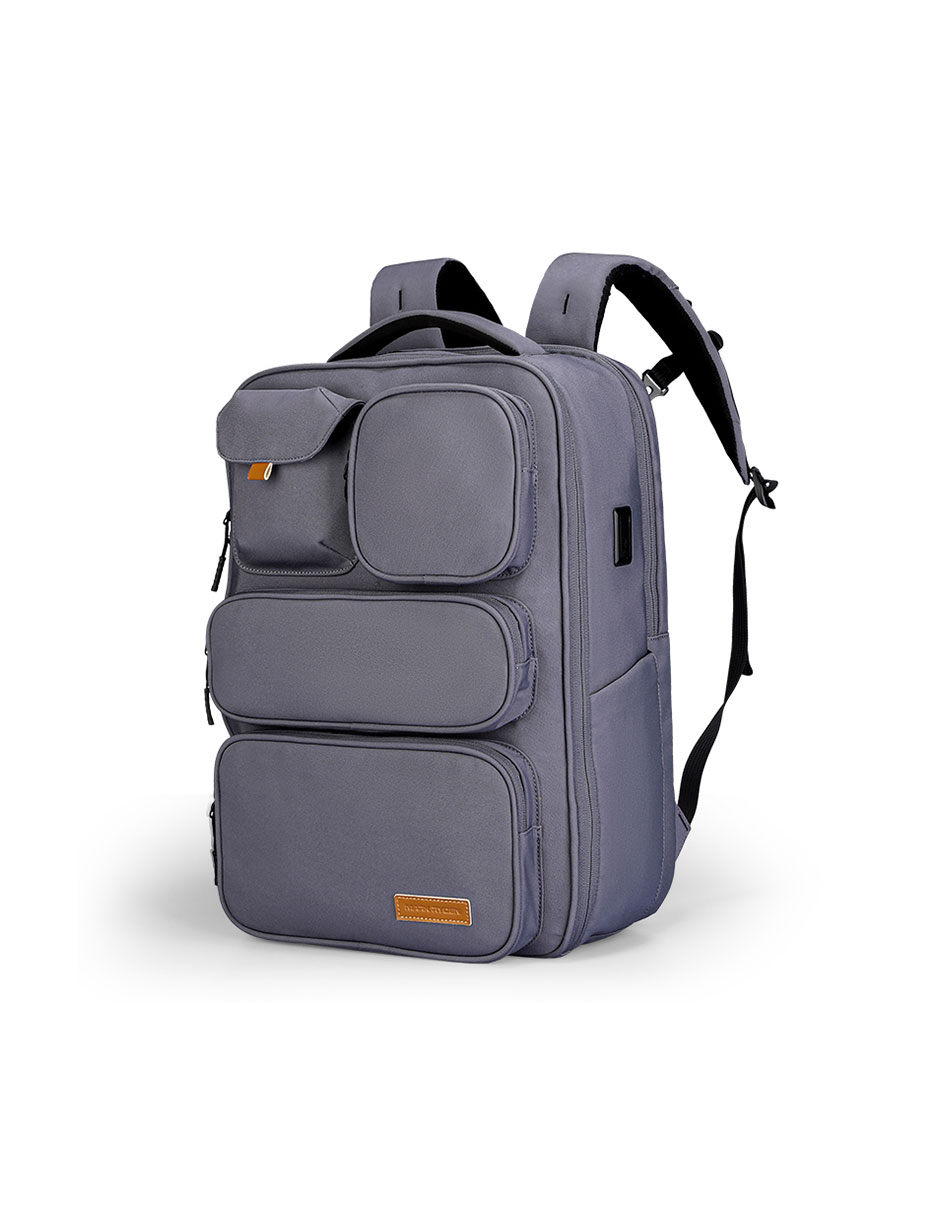 Mochila Casual Marca Mark Ryden Modelo 9004 Color Gris Repelente Al Agua