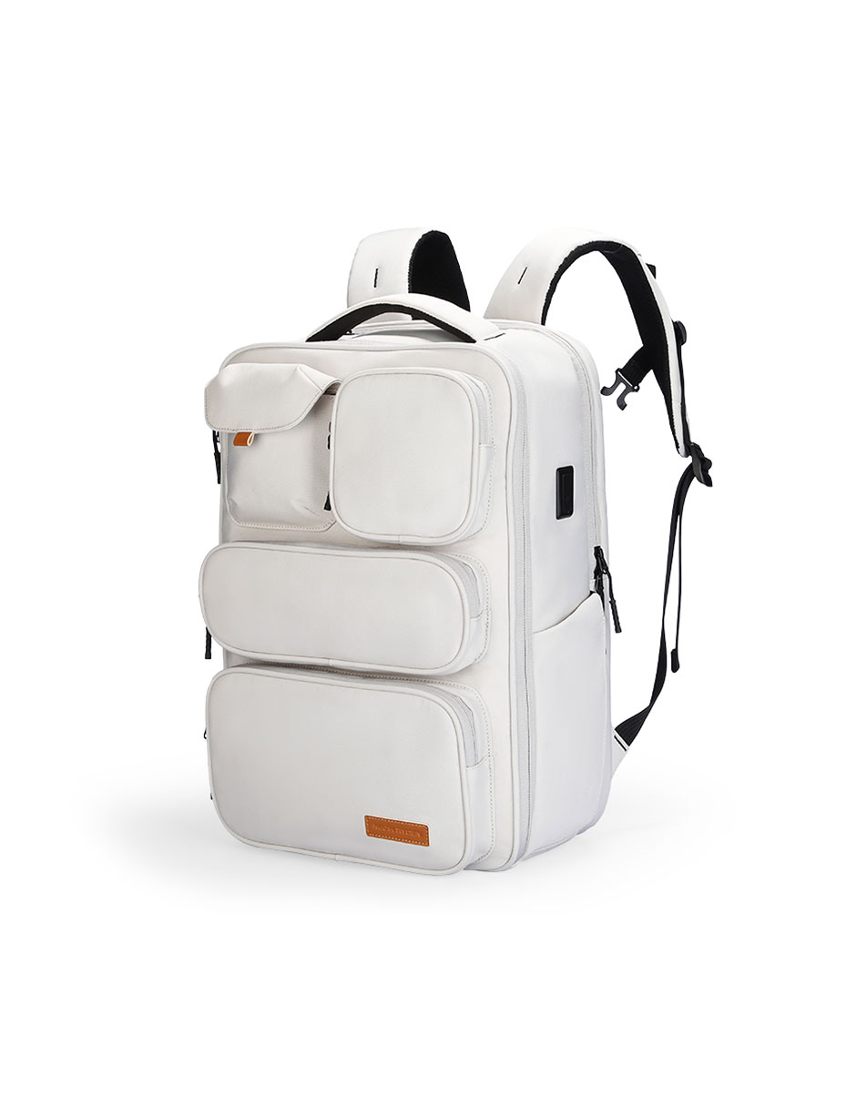 Mochila Casual Marca Mark Ryden Modelo 9004 Color Beige Repelente Al Agua