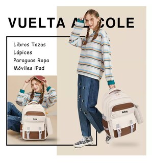 Foto 5 | Mochila Escolar De Viaje Para Laptop Belug Gran Capacidad Set De 3 Piezas Beige/marrón