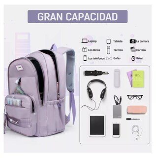 Foto 3 | Mochila Escolar Lab.g De Viaje Bolsa Juvenil De Moda Para Laptop Color Violeta