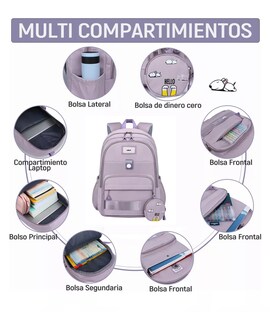 Foto 5 | Mochila Escolar Lab.g De Viaje Bolsa Juvenil De Moda Para Laptop Color Violeta