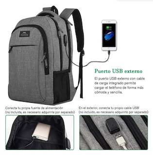 Foto 2 | Mochila para Laptop 15.6 " Antirrobo e Impermeable Matein 1007 Gris