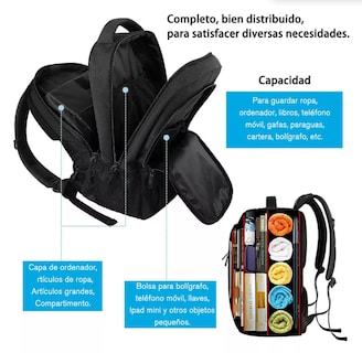 Foto 3 | Mochila para Laptop 15.6 " Mochila con Puerto Carga USB Ideal para Negocios