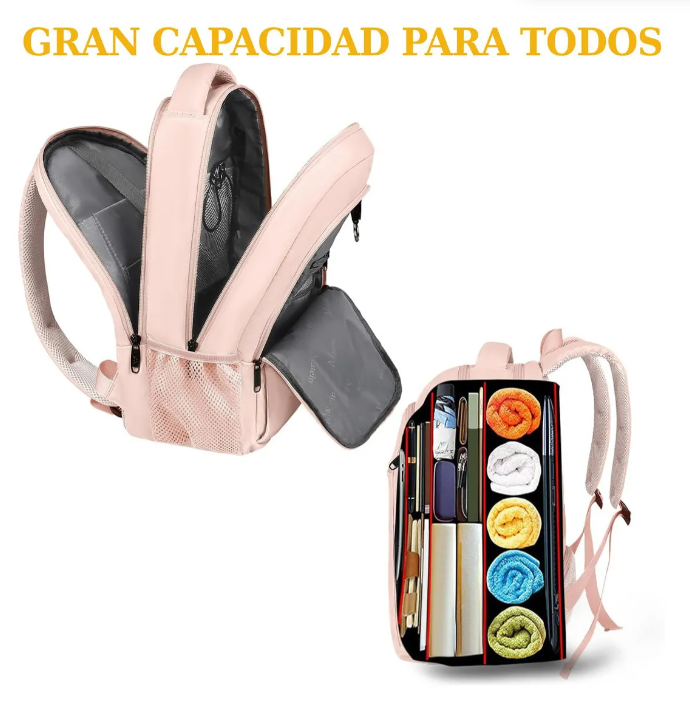 Foto 2 | Mochila de Viaje 15.6 Pulgadas Antirrobo e Impermeable Matein 1007 Rosa Brillante Lisa 35 l