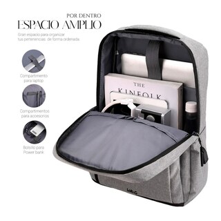 Foto 2 | Mochila Lab.g Porta Laptop Color Gris Claro Con Negro