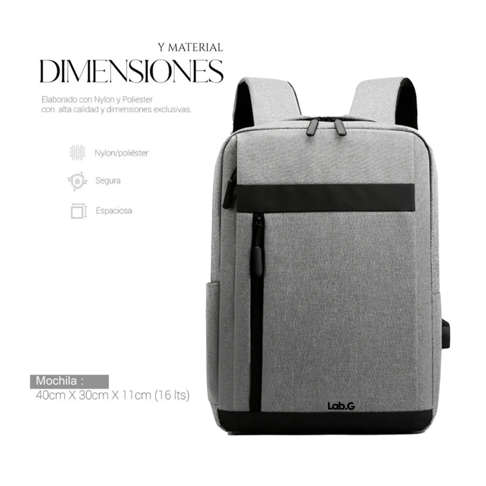 Foto 3 | Mochila Lab.g Porta Laptop Color Gris Claro Con Negro