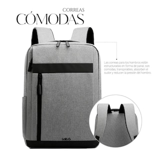 Foto 4 | Mochila Lab.g Porta Laptop Color Gris Claro Con Negro