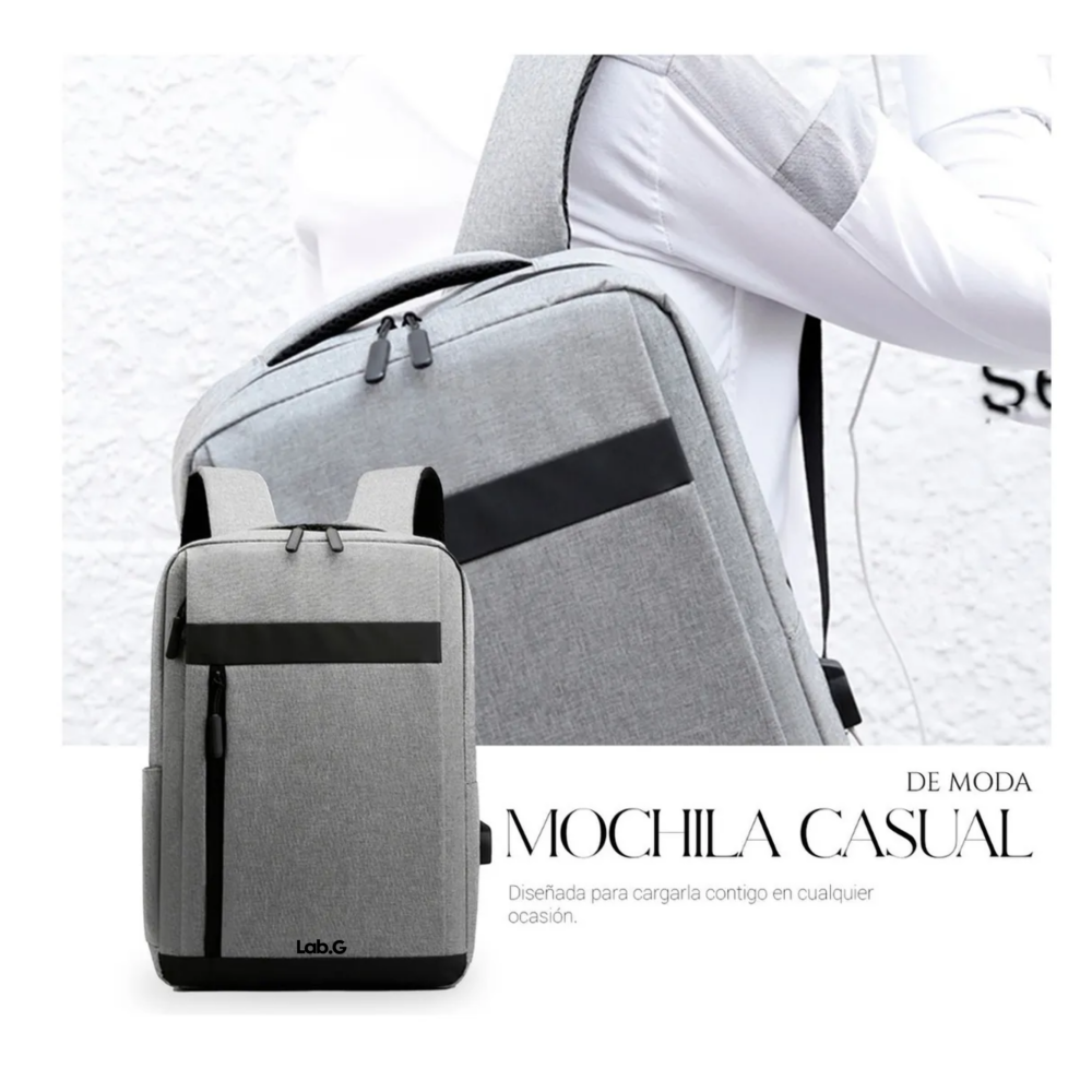 Foto 5 | Mochila Lab.g Porta Laptop Color Gris Claro Con Negro