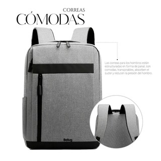 Foto 4 | Mochila Belug Porta Laptop Color Gris Claro Con Negro
