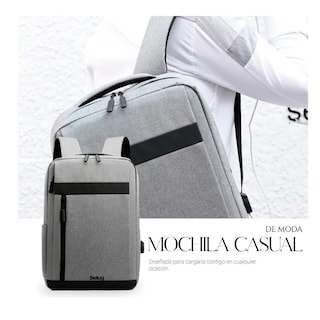 Foto 5 | Mochila Belug Porta Laptop Color Gris Claro Con Negro