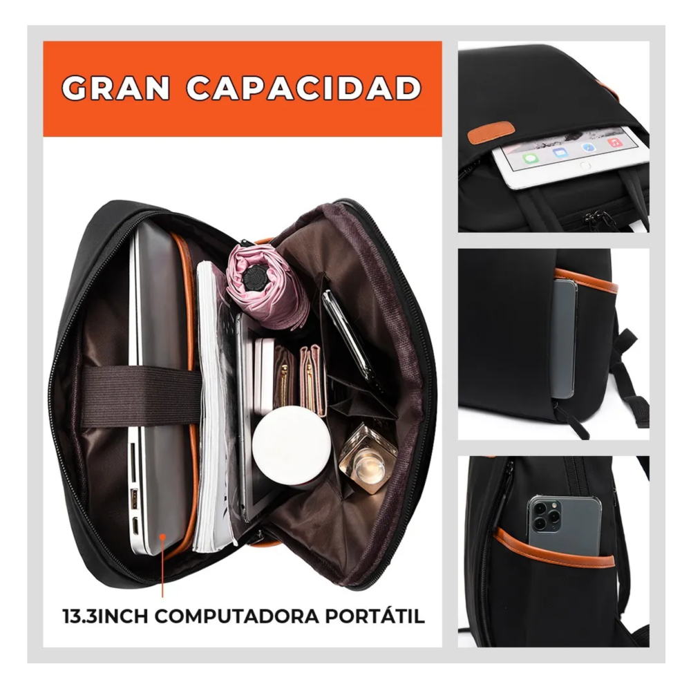 Foto 5 pulgar | Mochila Portátil Antirrobo Impermeable Para Laptop Belug,  Negro