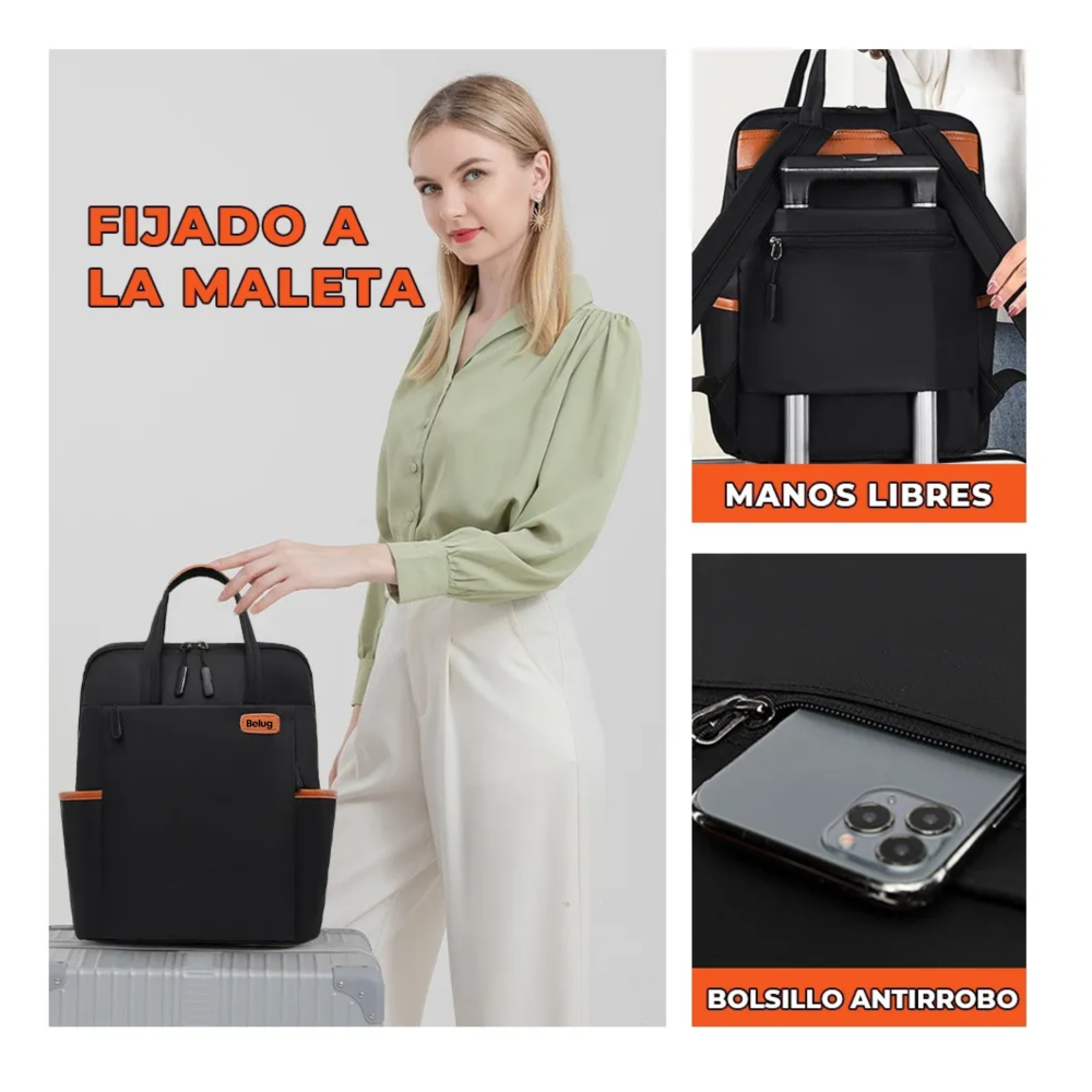 Foto 6 pulgar | Mochila Portátil Antirrobo Impermeable Para Laptop Belug,  Negro