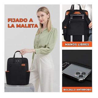 Foto 5 | Mochila Portátil Antirrobo Impermeable Para Laptop Belug, Negro