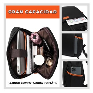 Foto 4 | Mochila Portátil Antirrobo Impermeable Para Laptop Lab.g, Negro