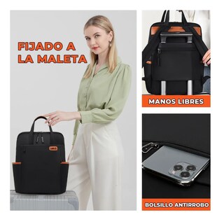 Foto 5 | Mochila Portátil Antirrobo Impermeable Para Laptop Lab.g, Negro