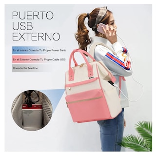 Foto 4 | Mochila Para Laptop Escolar Belug Mochila Impermeable Rosa-blanco