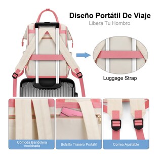 Foto 5 | Mochila Para Laptop Escolar Belug Mochila Impermeable Rosa-blanco