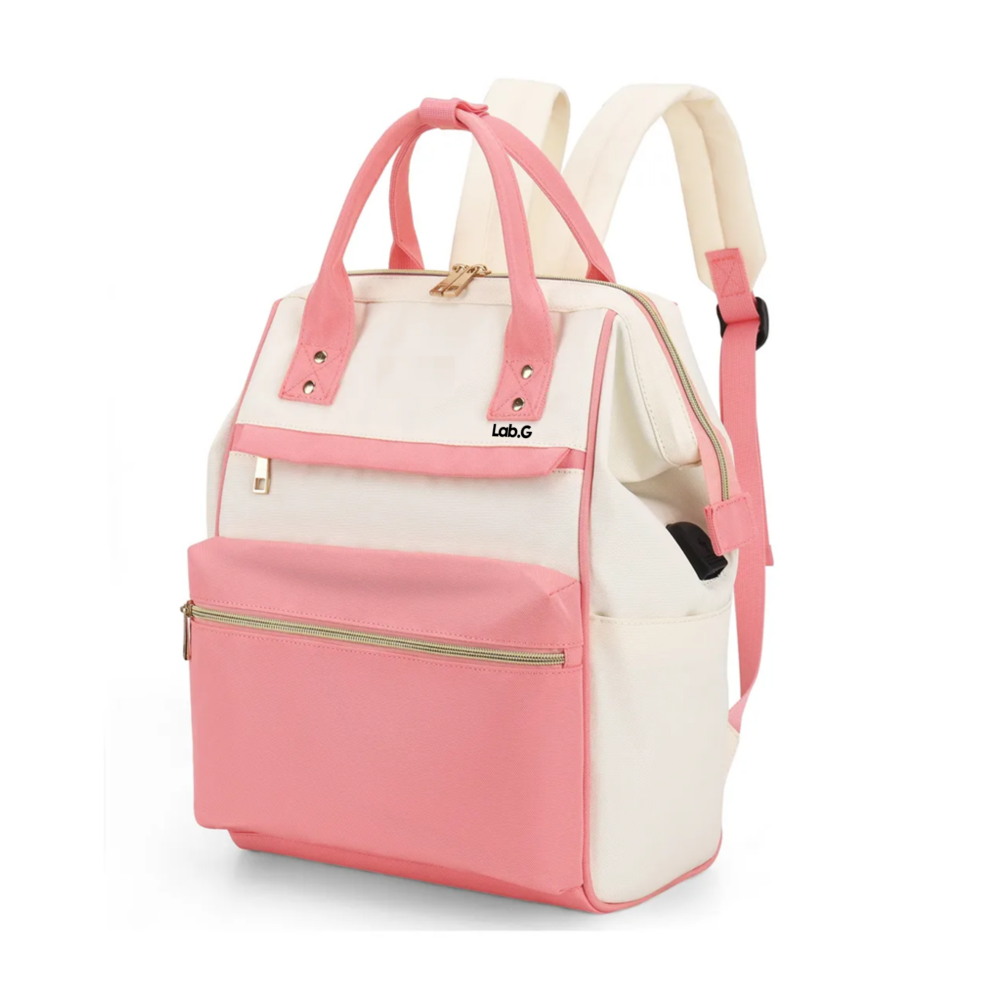 Mochila Para Laptop Escolar Lab.gmochila Impermeable Rosa-blanco