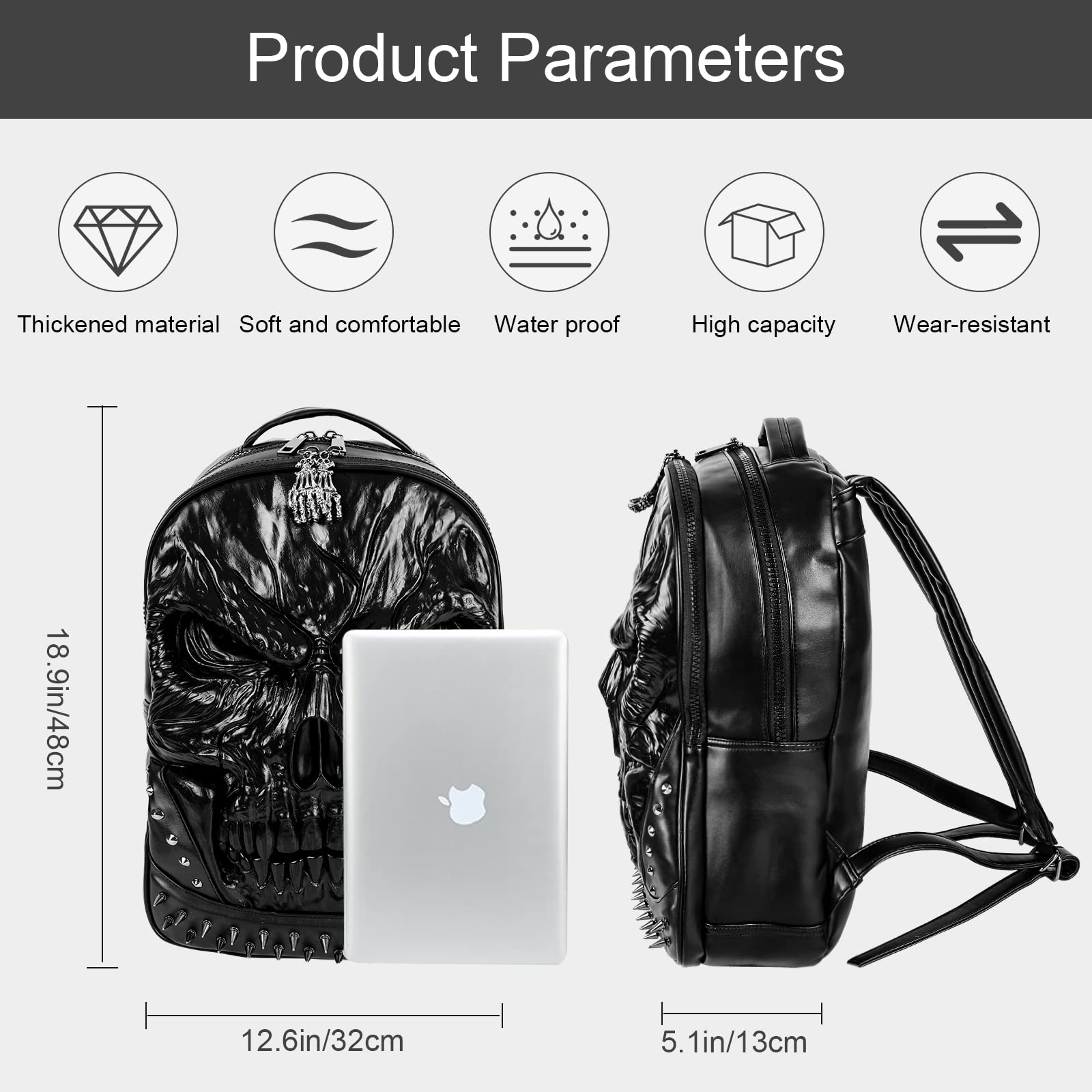 Foto 3 | Mochila para Laptop Jranter 15.6 Pulgadas con Forma de Calavera - Venta Internacional