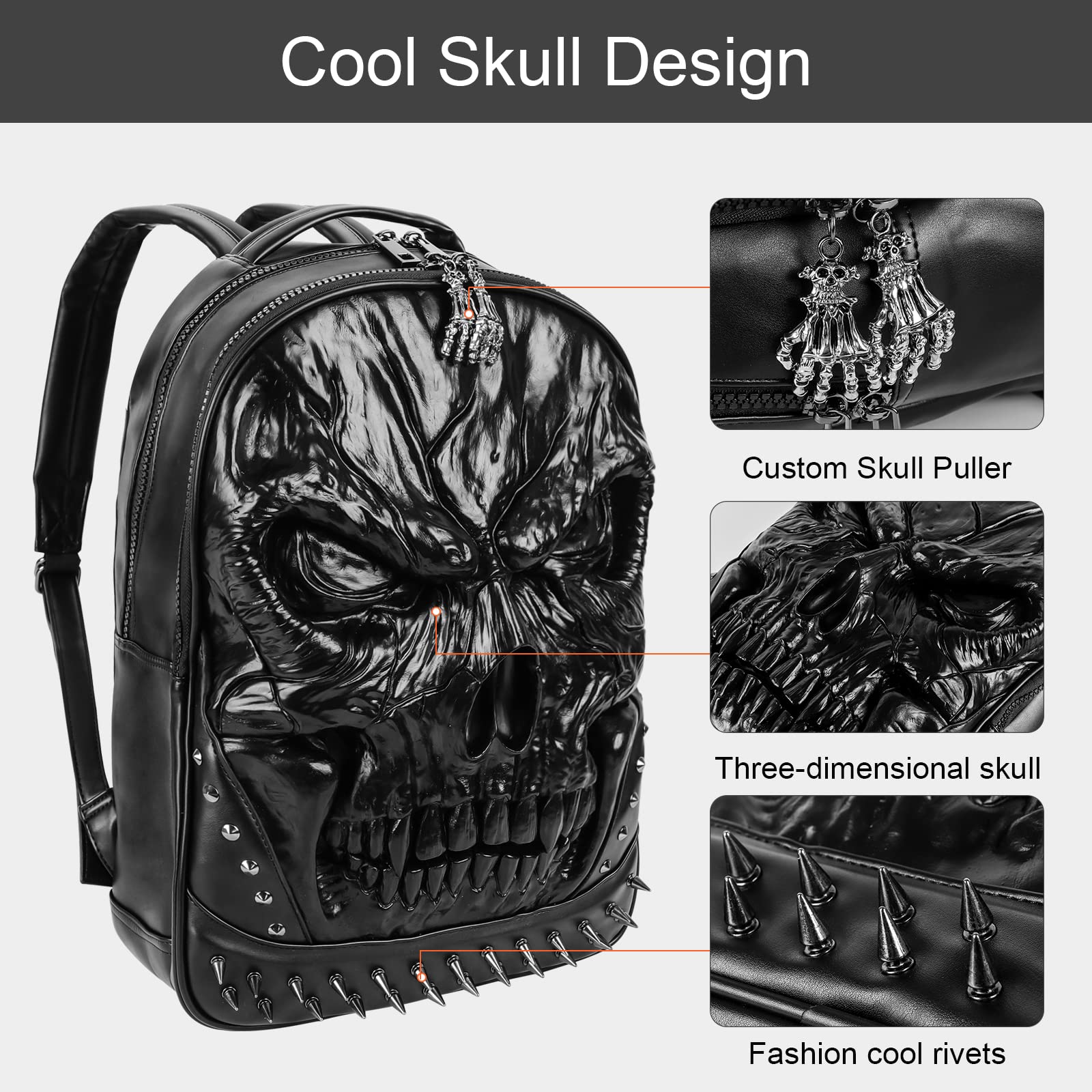 Foto 5 pulgar | Mochila para Laptop Jranter 15.6 Pulgadas con Forma de Calavera - Venta Internacional