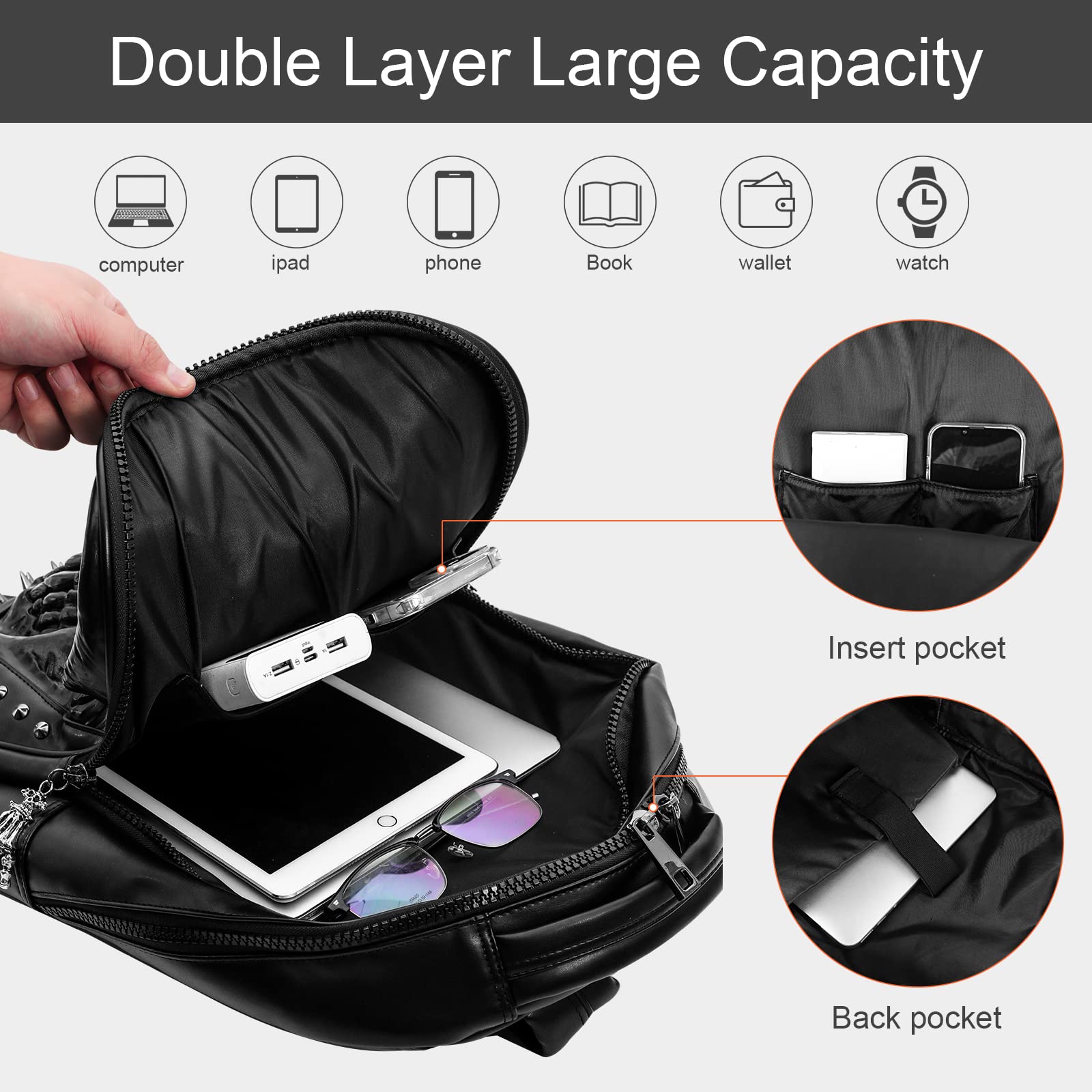 Foto 6 pulgar | Mochila para Laptop Jranter 15.6 Pulgadas con Forma de Calavera - Venta Internacional