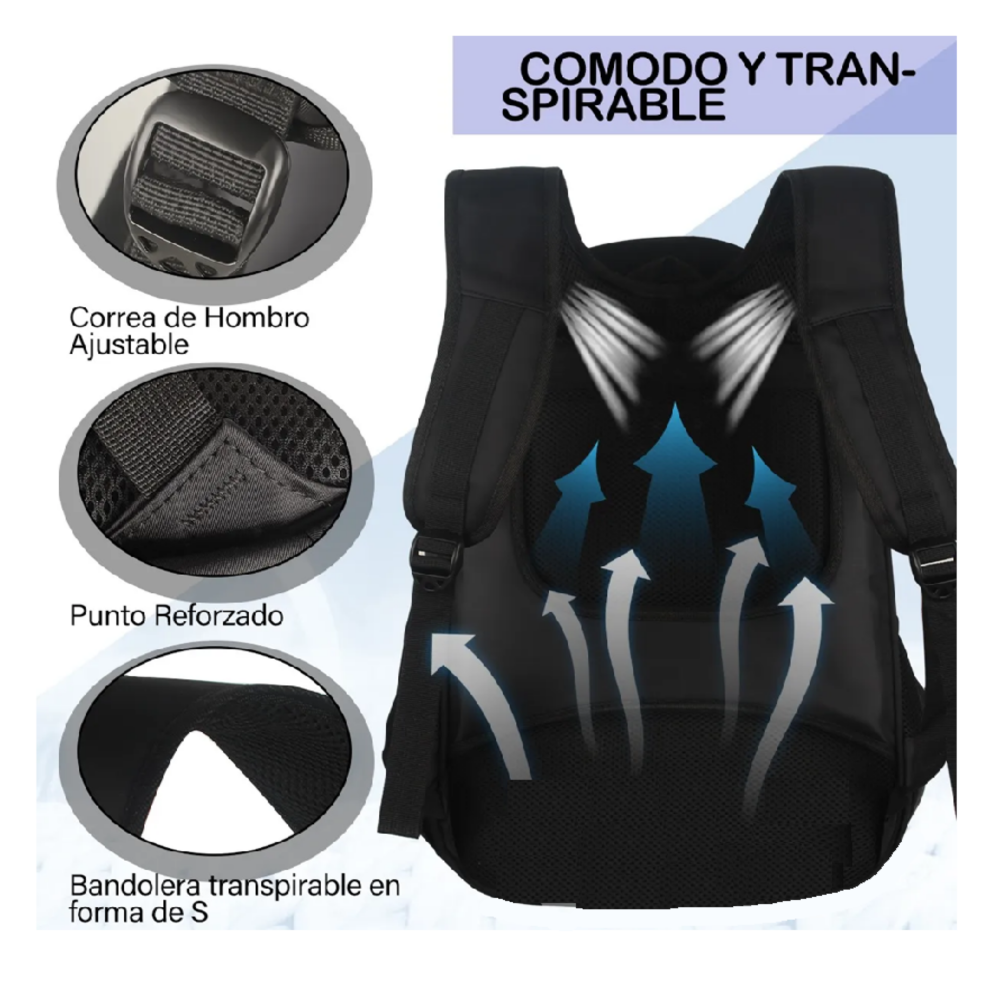 Foto 4 pulgar | Mochila Para Laptop De 17 Pulgadas Gran Capacidad Belug, Negro Color:b
