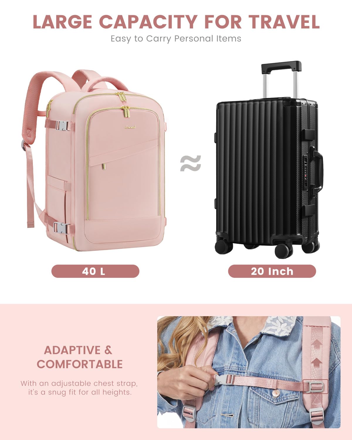 Foto 4 pulgar | Mochila De Viaje Lovevook 40l Para Mujer Con Portátil De 17 Pulgadas Compar - Venta Internacional.